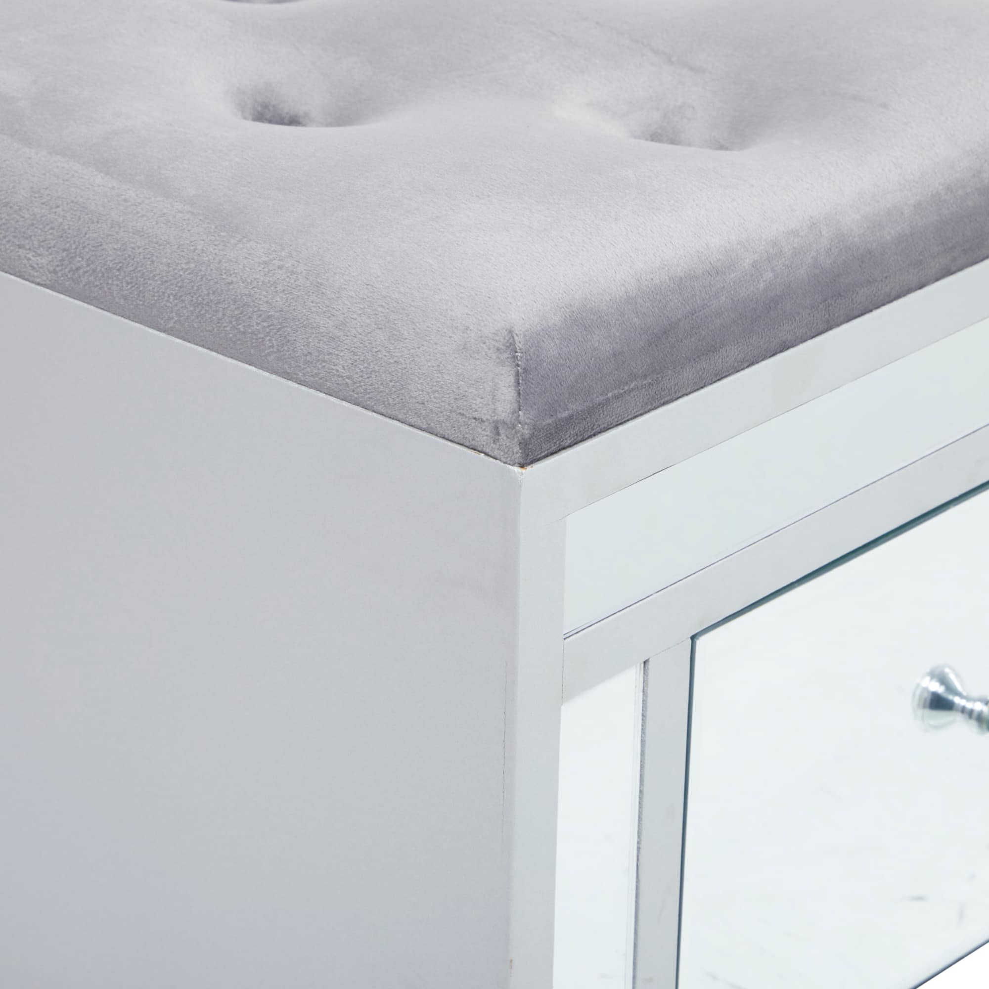 Grey Wood Glam Bench, 47" x 16" x 18"